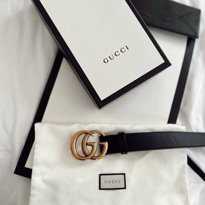 Gucci Belt Double G Black 1"